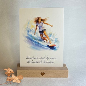 Karte "Mutausbruch" - Surferin | Einzelkarte | Teens Mädchen | Postkarte DIN A6 | Mutmachkarte |  Glaubenssätze | Affirmation | Geschenk