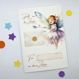 Brief von der Zahnfee | Geschenk zum Ausfallen der ersten Zähne | Milchzähne | Karte DIN A5 | Post von der Zahnfee