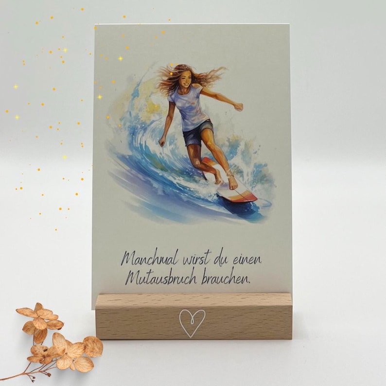 Surferin junge Frau, Achtsamkeitskarte, Affirmationskarte, Affirmationen, Teenager, Jugendliche, Achtsamkeitsset, Geschenk Abitur, Abi, Schulabschluss,