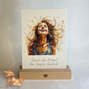 Karte "Konfetti" - Junge Frau mit Konfetti | Einzelkarte | Postkarte DIN A6 | Mutmachkarte |  Glaubenssätze | Affirmation | Geschenk