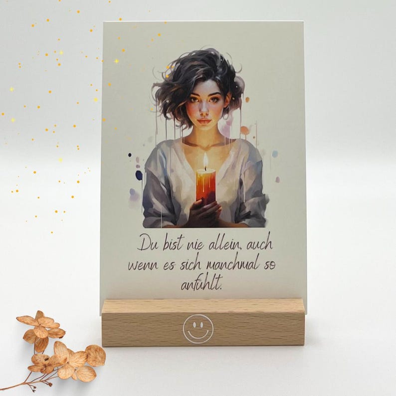 junge Frau mit Kerze, Achtsamkeitskarte, Affirmationskarte, Affirmationen, Teenager, Jugendliche, Achtsamkeitsset