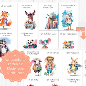 Descargar tarjetas de mindfulness para niños | PDF | Juego de 20 | DIN A6 | Creencias | afirmaciones positivas | Regalo de cumpleaños