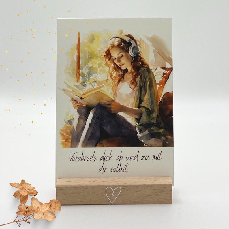 junge Frau liest Buch, Achtsamkeitskarte, Affirmationskarte, Affirmationen, Teenager, Jugendliche, Achtsamkeitsset, Geschenk Abitur, Abi, Schulabschluss,