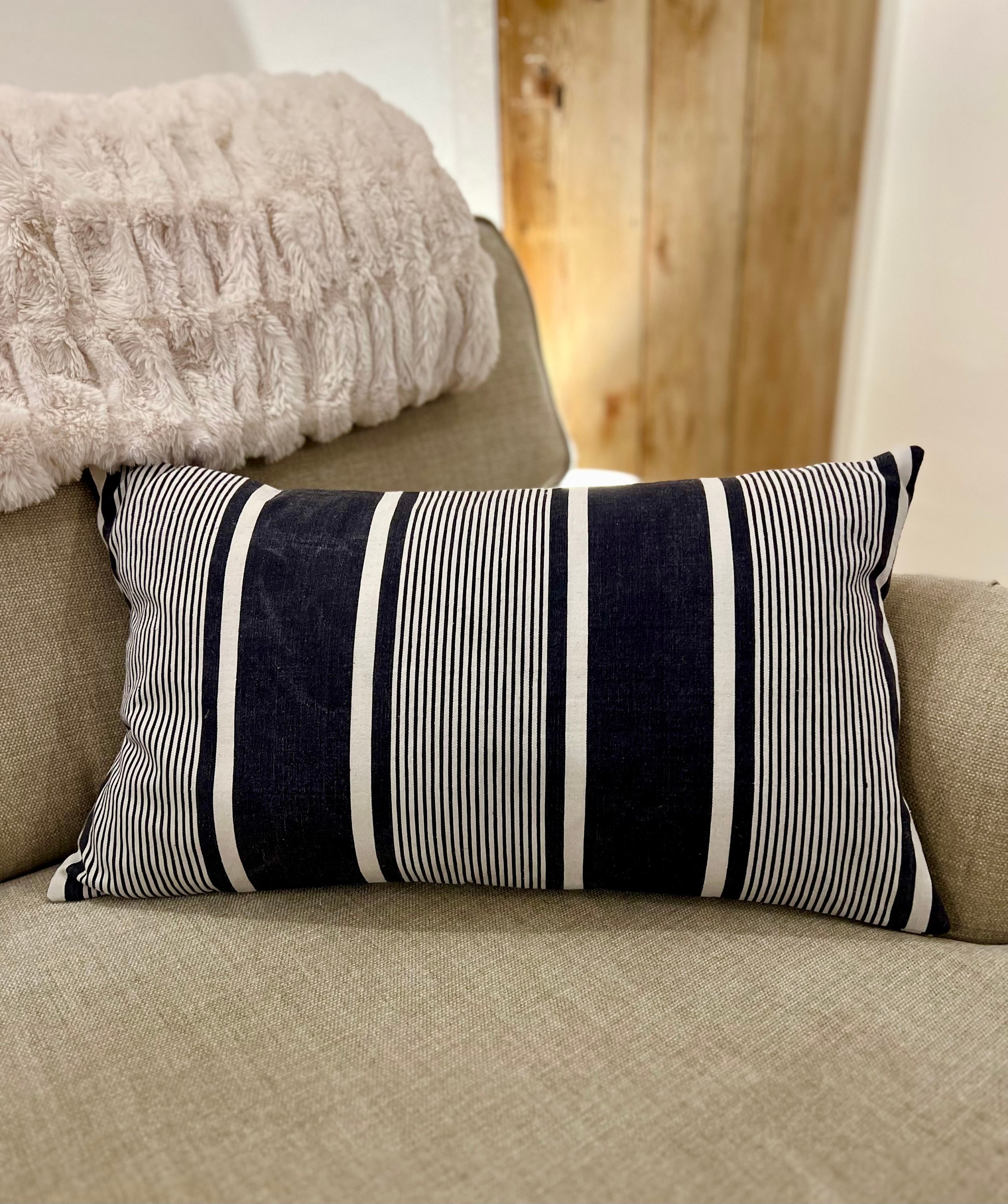 Ticking Feather Pillow Etsy UK