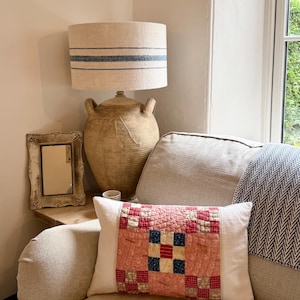Antique Patchwork Cushion, Vintage French Linen, Farmhouse Style