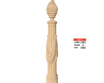 Poste Newel, Producción especial, Poste de escalera, Bordado masivo, Copa Newel, Bolardos de escalera personalizados, Madera de pino, Pilares personalizados, Gorra Newel