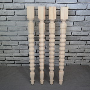 16" Unfinished Farmhouse Bench Or Coffee Table Legs – Set Of 4, Solid Hardwood, Easy To Stain