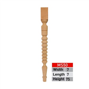 Dining Table Legs, 1 pcs, Turned Table Legs, Wooden Table Legs, Kitchen Island Legs, Console Table Legs, Unpainted Legs, Farmhouse Legs