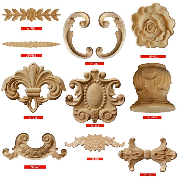 Unpainted Wood, Carved Corner, Applique Onlay, Home Wall Corners Embellishments, Rustic Farmhouse Decals