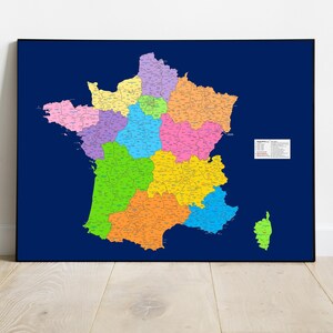 Carte détaillée de France, carte de france, plus grandes villes françaises, Grand décor coloré,Régions et départements français,Belle France