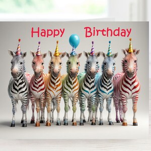 Printable happy birthday card, Colourful birthday greeting, Digital colourful card, Cow animals card, Instant download greeting card