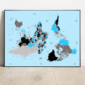 Carte du monde à l'envers, décoration murale éducative, cadeau pour enseignant, décoration intérieure unique, aide à la classe moderne