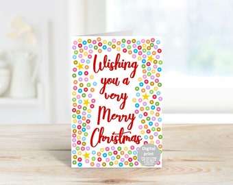 Merry Christmas card, Happy Xmas card, Printable festive card, Digital seasons greetings card, Instant download greeting card, Hanukkah