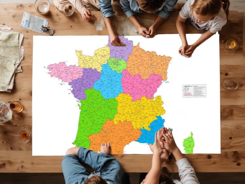 Detailed Map of France, Showing Régions, Départements and Largest ...
