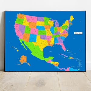 Carte des États-Unis, Amérique centrale et Caraïbes, carte détaillée USA, plus grandes villes américaines, grande carte colorée