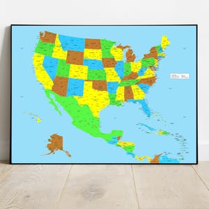 Carte des États-Unis, Amérique centrale et Caraïbes, carte détaillée USA, plus grandes villes américaines, grande carte colorée