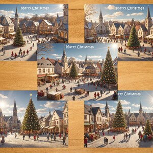 Set of 5 merry Christmas cards, Happy Xmas card, Printable festive card, Digital seasons greetings card, Instant download greeting card