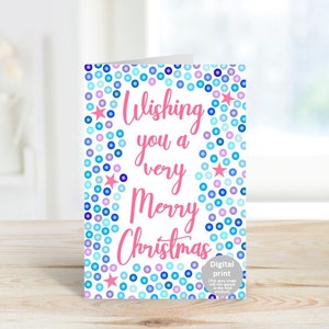Merry Christmas card, Happy Xmas card, Printable festive card, Digital seasons greetings card, Instant download greeting card, Hanukkah