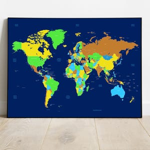 Carte du monde détaillée avec les capitales, décoration murale éducative, cadeau pour enseignant, décoration intérieure unique