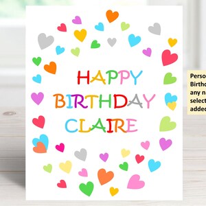 Personalized birthday card, Printable happy birthday card, Customisable birthday greeting, Digital colourful card, Instant download greeting