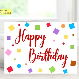 Printable happy birthday card, Colourful birthday greeting, Digital colourful card, Cow animals card, Instant download greeting card