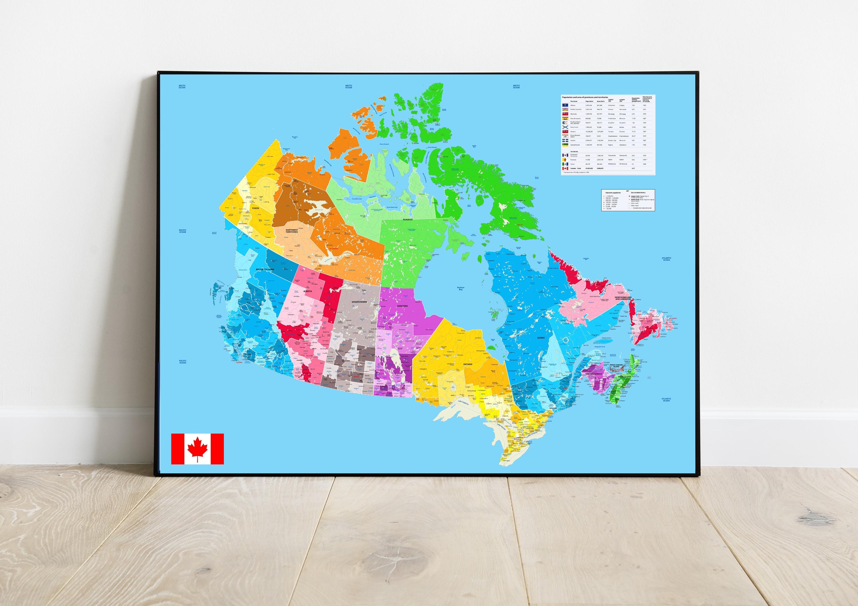 Detailed Map of Canada, Showing All Major Towns & Cities, Rivers and ...