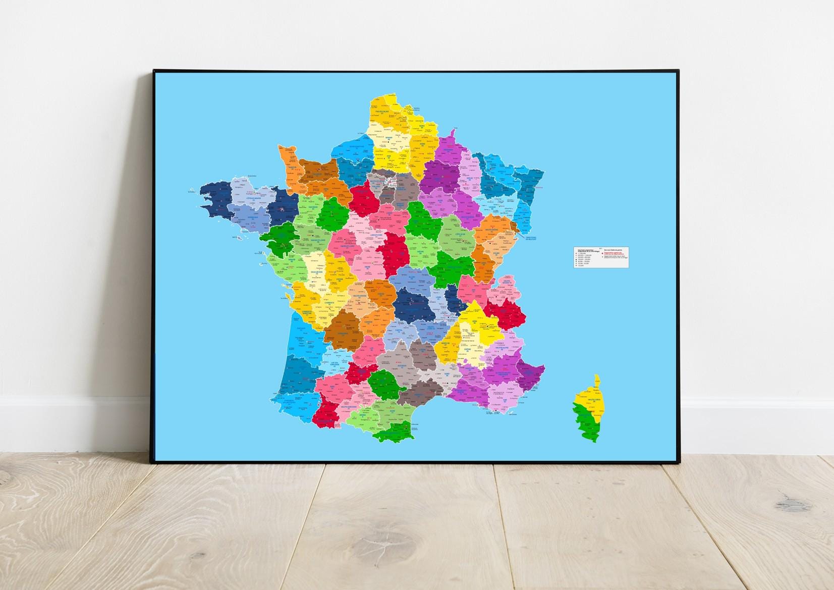 Detailed Map of France, Showing Régions, Départements and Largest ...