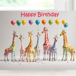 Printable happy birthday card, Colourful birthday greeting, Digital colourful card, Cow animals card, Instant download greeting card