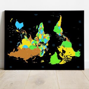 Carte du monde à l'envers, décoration murale éducative, cadeau pour enseignant, décoration intérieure unique, aide à la classe moderne