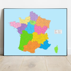 Carte détaillée de France, carte de france, plus grandes villes françaises, Grand décor coloré,Régions et départements français,aimer France
