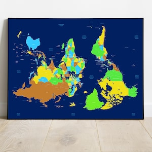 Carte du monde à l'envers, décoration murale éducative, cadeau pour enseignant, décoration intérieure unique, aide à la classe moderne