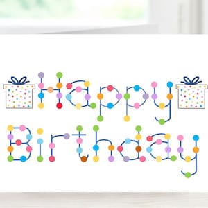 Printable happy birthday card, Colourful birthday greeting, Digital colourful card, Cow animals card, Instant download greeting card