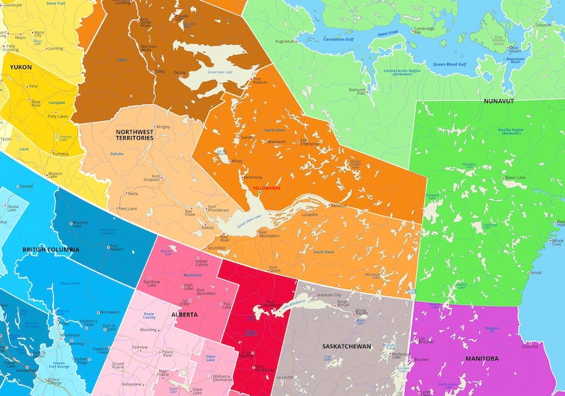 Detailed Map of Canada, Showing All Major Towns & Cities, Roads, Rivers ...