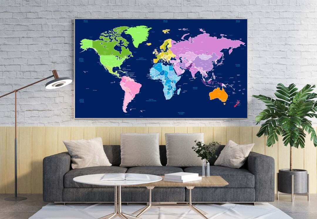 Printable World Map World Map With Countries World Map Etsy UK