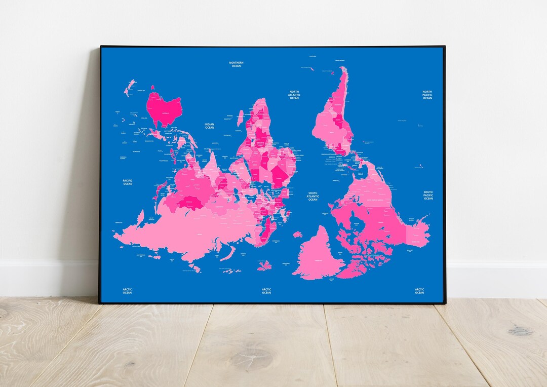 Sotuth Up Map Example Upside Down World Map Wall Art Educational Decor Teacher Gift Unique ...