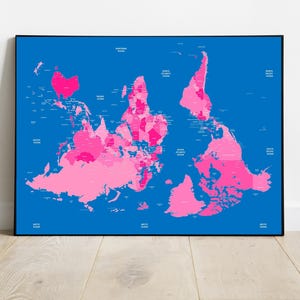 Carte du monde à l'envers, décoration murale éducative, cadeau pour enseignant, décoration intérieure unique, aide à la classe moderne