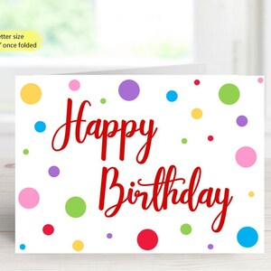 Printable happy birthday card, Colourful birthday greeting, Digital colourful card, Cow animals card, Instant download greeting card