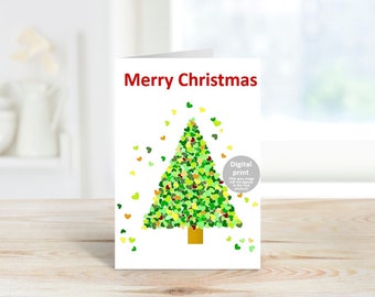 Merry Christmas card, Happy Xmas card, Printable festive card, Digital seasons greetings card, Instant download greeting card, Hanukkah