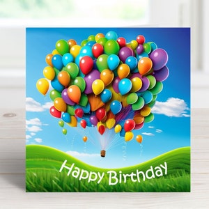 Printable happy birthday card, Colourful birthday greeting, Digital colourful card, Cow animals card, Instant download greeting card