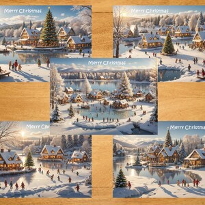 Set of 5 merry Christmas cards, Happy Xmas cards, Printable festive cards, Digital seasons greetings, Instant download greeting, Hanukkah