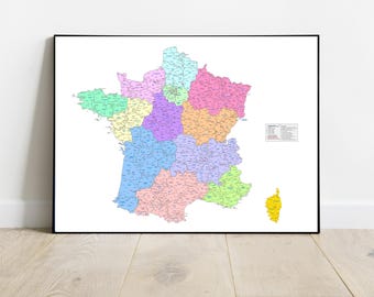 Carte détaillée de France, carte de france, plus grandes villes françaises, Grand décor coloré,Régions et départements français,aimer France