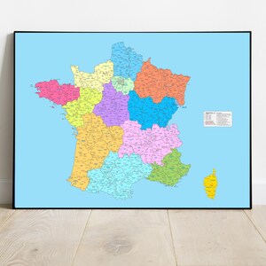 Carte détaillée de France, carte de france, plus grandes villes françaises, Grand décor coloré,Régions et départements français,aimer France