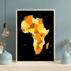 Grande carte détaillée de l'Afrique, carte de pays colorée pour décoration d'intérieur,carte du monde,affiche de l'Afrique,images africaines
