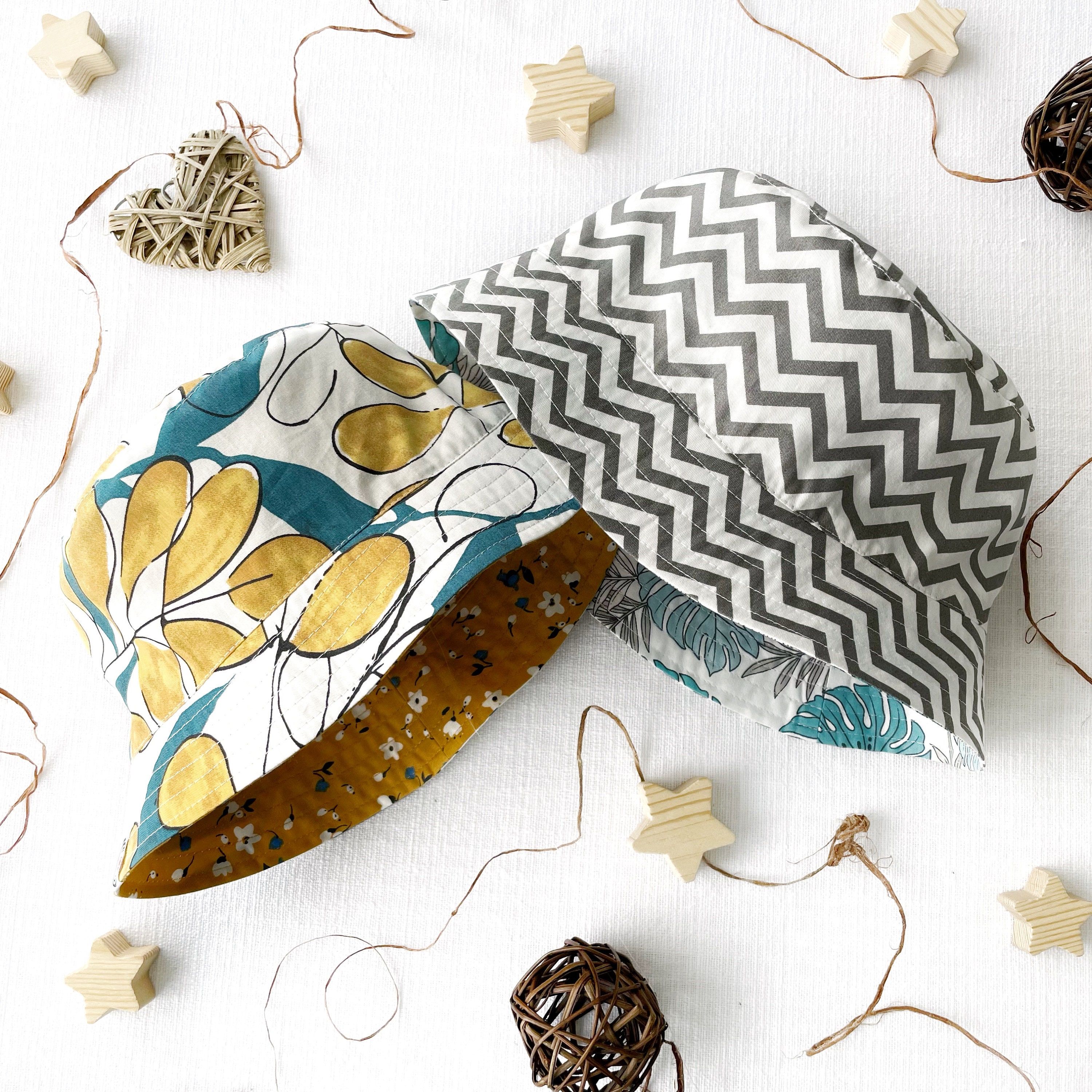 Farm Rio Tropical Groove Exotic Leaves Monstera Floral Reversible Foldable Hat Reversible Baby Sun Hat – Monstera & Floral Cotton Bucket  main image 2