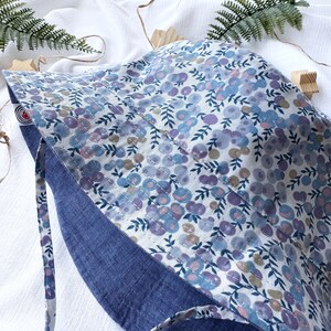 Reversible Linen Baby Bucket Hat - Blueberry Print, Cottagecore Sun Hat for Toddler image 2