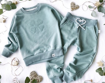 St. Patrick's Day baby mint sweatshirt and pants | Irish Clover Shamrock Sweatshirt