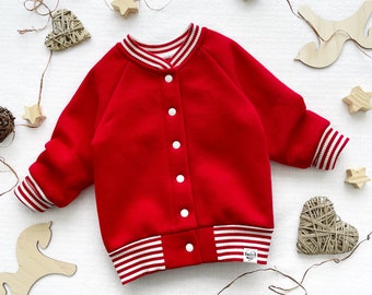 Baby red bomber jacket | Kid's fleece jacket | Warm children's clothing | Spring coat