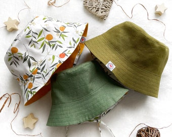 Linen sun hat | Tangerine bucket hat | Floral sun hat | Reversible sun hat | Cottagecore clothing