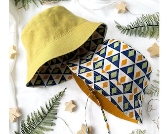 Linen Sun Hat | Green bucket hat | Monochrome sun hat | Reversible Sun Hat | Beach hat