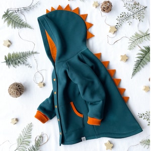 Turquoise baby dinosaur jacket | Warm stegosaurus coat | Kid's spikes coat | T-rex costume